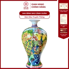 Mai Bình Bát Tràng Men Màu Vẽ Thủ Công - Phúc Lộc Viên Minh - PLMB0009