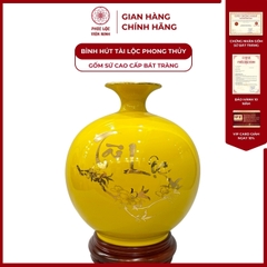 Bình Hút Lộc Chim Công Tài Lộc Dán Decal Vàng Kim Gốm Sứ Bát Tràng - Phúc Lộc Viên Minh