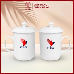 Cốc In Logo Cao Cấp Gốm Sứ Bát Tràng - Phúc Lộc Viên Minh - LD055