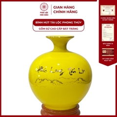 Bình Hút Lộc Phúc Long Tấn Lộc Dán Decal Vàng Kim Gốm Sứ Bát Tràng - Phúc Lộc Viên Minh