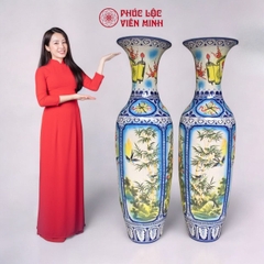 Đôi Lộc Bình Tứ Cảnh Men Màu Gốm Sứ Bát Tràng - Phúc Lộc Viên Minh - PL034