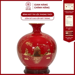 Bình Hút Lộc Tam Cảnh Hà Nội Dán Decal Vàng Kim Gốm Sứ Bát Tràng - Phúc Lộc Viên Minh