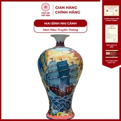 Mai Bình Bát Tràng Men Màu Vẽ Thủ Công - Phúc Lộc Viên Minh - PLMB0011