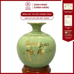 Bình Hút Lộc Thuận Buồm Xuôi Gió Dán Decal Vàng Kim Gốm Sứ Bát Tràng - Phúc Lộc Viên Minh