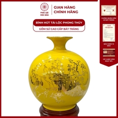 Bình Hút Lộc Chim Công Tài Lộc Dán Decal Vàng Kim Gốm Sứ Bát Tràng - Phúc Lộc Viên Minh