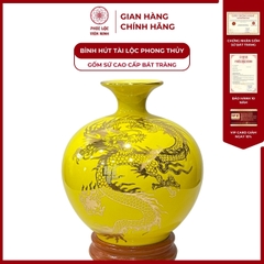 Bình Hút Lộc Phúc Long Tấn Lộc Dán Decal Vàng Kim Gốm Sứ Bát Tràng - Phúc Lộc Viên Minh