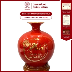 Bình Hút Lộc Song Ngư Vọng Nguyệt Dán Decal Vàng Kim Gốm Sứ Bát Tràng - Phúc Lộc Viên Minh