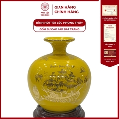 Bình Hút Lộc Thuận Buồm Xuôi Gió Dán Decal Vàng Kim Gốm Sứ Bát Tràng - Phúc Lộc Viên Minh