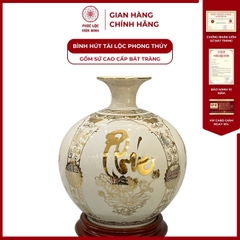 Bình Hút Lộc Tứ Cảnh Phúc Đức Tài Lộc Decal Vàng Kim Gốm Sứ Bát Tràng - Phúc Lộc Viên Minh