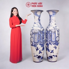 Đôi Lộc Bình Men Trắng Gốm Sứ Bát Tràng - Phúc Lộc Viên Minh - PL036