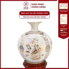 Bình Hút Lộc Tứ Cảnh Decal Vàng Kim Gốm Sứ Bát Tràng - Phúc Lộc Viên Minh