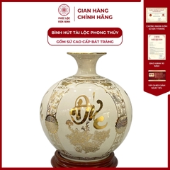 Bình Hút Lộc Tứ Cảnh Phúc Đức Tài Lộc Decal Vàng Kim Gốm Sứ Bát Tràng - Phúc Lộc Viên Minh