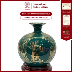 Bình Hút Lộc Tứ Cảnh Vạn Sự Như Ý Cổ Hoa Decal Vàng Kim Gốm Sứ Bát Tràng - Phúc Lộc Viên Minh