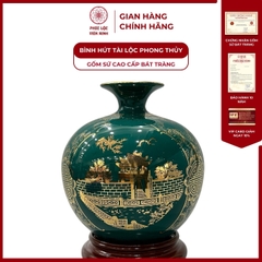 Bình Hút Lộc Tam Cảnh Hà Nội Dán Decal Vàng Kim Gốm Sứ Bát Tràng - Phúc Lộc Viên Minh