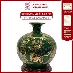 Bình Hút Lộc Tứ Cảnh Vạn Sự Như Ý Cổ Hoa Decal Vàng Kim Gốm Sứ Bát Tràng - Phúc Lộc Viên Minh