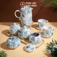 Bộ Hũ Mứt Họa Tiết Hoa Dây Tằm Gốm Sứ Bát Tràng - Phúc Lộc Viên Minh - PL006