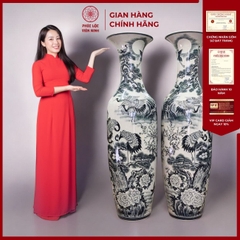 Đôi Lộc Bình Họa Tiết Đơn Cảnh Gốm Sứ Bát Tràng - Phúc Lộc Viên Minh - PL041