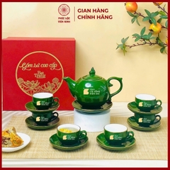 Bộ Ấm Chén In Logo Gốm Sứ Bát Tràng - Phúc Lộc Viên Minh - LD018