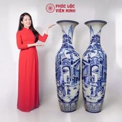 Đôi Lộc Bình Họa Tiết Đơn Cảnh Gốm Sứ Bát Tràng - Phúc Lộc Viên Minh - PL042