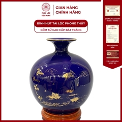 Bình Hút Lộc Thuận Buồm Xuôi Gió Dán Decal Vàng Kim Gốm Sứ Bát Tràng - Phúc Lộc Viên Minh