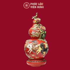 Hồ Lô Mã Đáo Thành Công Men Đỏ Màu Vẽ Vàng Gốm Sứ Bát Tràng - Phúc Lộc Viên Minh