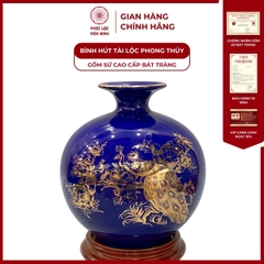 Bình Hút Lộc Phúc Lộc Khang Ninh Vẽ Vàng Kim Gốm Sứ Bát Tràng - Phúc Lộc Viên Minh