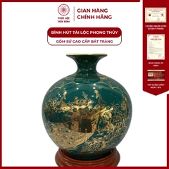 Bình Hút Lộc Nhị Cảnh Thuận Buồm Xuôi Gió Dán Decal Vàng Kim Gốm Sứ Bát Tràng - Phúc Lộc Viên Minh