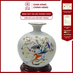 Bình Hút Lộc Chữ Tài Lộc Dán Decal Vàng Kim Gốm Sứ Bát Tràng - Phúc Lộc Viên Minh - PLVM161