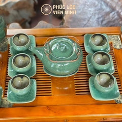 Bộ Ấm Chén Xanh Thiên Thanh Gốm Sứ Cao Cấp Bát Tràng - Phúc Lộc Viên Minh