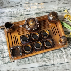Bộ Ấm Chén Men Hổ Phách Cao Cấp Gốm Sứ Bát Tràng - Phúc Lộc Viên Minh