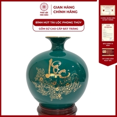 Bình Hút Lộc Chữ Phúc Lộc Dán Decal Vàng Kim Gốm Sứ Bát Tràng - Phúc Lộc Viên Minh