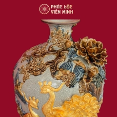 Mai Bình Phú Quý Trường Xuân Men Rạn Dát Vàng Gốm Sứ Bát Tràng - Phúc Lộc Viên Minh