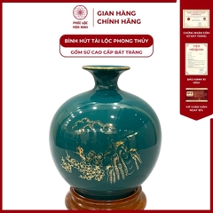 Bình Hút Lộc Mã Đáo Thành Công Dán Decal Vàng Kim Gốm Sứ Bát Tràng - Phúc Lộc Viên Minh