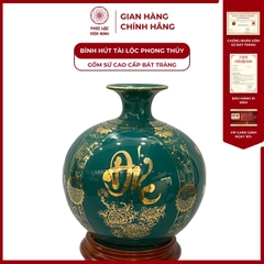 Bình Hút Lộc Tứ Cảnh Phúc Đức Tài Lộc Decal Vàng Kim Gốm Sứ Bát Tràng - Phúc Lộc Viên Minh
