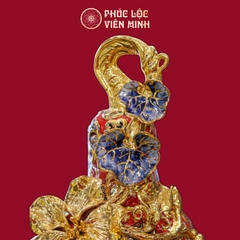 Hồ Lô Trăm Hoa Đua Nở Chữ Tài Đắp Nổi Men Đỏ Vẽ Vàng Gốm Sứ Bát Tràng - Phúc Lộc Viên Minh