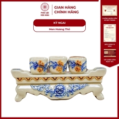 Kỷ Ngai 5 Chén, 3 Chén Men Hoàng Thổ Gốm Sứ Bát Tràng - Phúc Lộc Viên Minh