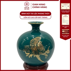 Bình Hút Lộc Chim Trĩ Lộc Dán Decal Vàng Kim Gốm Sứ Bát Tràng - Phúc Lộc Viên Minh