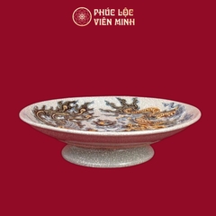 Mâm Bồng Long Phụng Chầu Ngọc Men Rạn Gốm Sứ Bát Tràng - Phúc Lộc Viên Minh