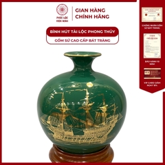 Bình Hút Lộc Thuận Buồm Xuôi Gió Dán Decal Vàng Kim Gốm Sứ Bát Tràng - Phúc Lộc Viên Minh