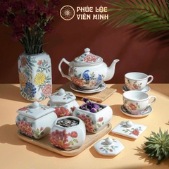 Bộ Hũ Mứt Họa Tiết Phù Dung Gốm Sứ Bát Tràng - Phúc Lộc Viên Minh - PL003
