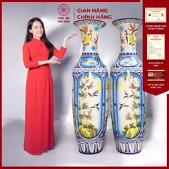 Đôi Lộc Bình Tứ Cảnh Men Màu Gốm Sứ Bát Tràng - Phúc Lộc Viên Minh - PL026