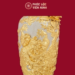 Lọ Hoa Công Danh Phú Quý Kênh Bong Men Rạn Dát Vàng Gốm Sứ Bát Tràng - Phúc Lộc Viên Minh