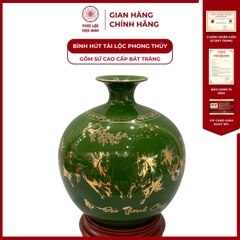 Bình Hút Lộc Mã Đáo Thành Công Dán Decal Vàng Kim Gốm Sứ Bát Tràng - Phúc Lộc Viên Minh