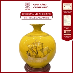 Bình Hút Lộc Thuận Buồm Xuôi Gió Dán Decal Vàng Kim Gốm Sứ Bát Tràng - Phúc Lộc Viên Minh