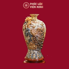 Mai Bình Công Danh Phú Quý Men Rạn Vẽ Vàng Gốm Sứ Bát Tràng - Phúc Lộc Viên Minh