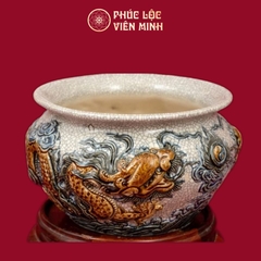 Bát Hương Quả Lựu Song Long Chầu Nguyệt Men Rạn Gốm Sứ Bát Tràng - Phúc Lộc Viên Minh