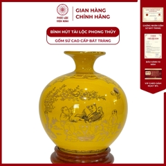 Bình Hút Lộc Nhị Cảnh Bách Nhi Đồ Dán Decal Vàng Kim Gốm Sứ Bát Tràng - Phúc Lộc Viên Minh