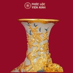 Tỏi Công Danh Phú Quý 45cm Men Rạn Dát Vàng Gốm Sứ Bát Tràng - Phúc Lộc Viên Minh