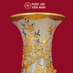 Tỏi Đắp Nổi Men Rạn Phú Quý Trường Xuân Dát Vàng Cao Cấp Gốm Sứ Bát Tràng - Phúc Lộc Viên Minh