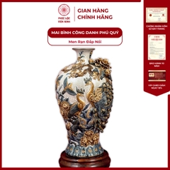 Mai Bình Công Danh Phú Quý Men Rạn Đắp Nổi Gốm Sứ Bát Tràng - Phúc Lộc Viên Minh